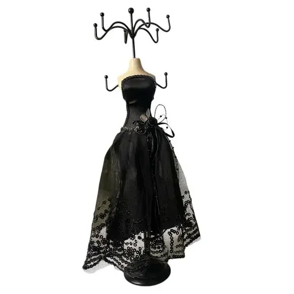 Black Formal Gown Mannequin Elegant Dress Jewelry Necklace Stand Display - Picture 11 of 15
